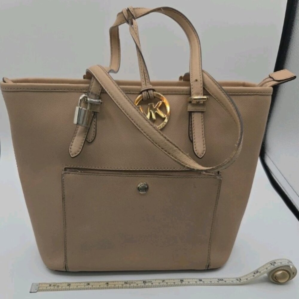 Michael Kors Jet Set Tote Tan Leather Shoulder Bag Large